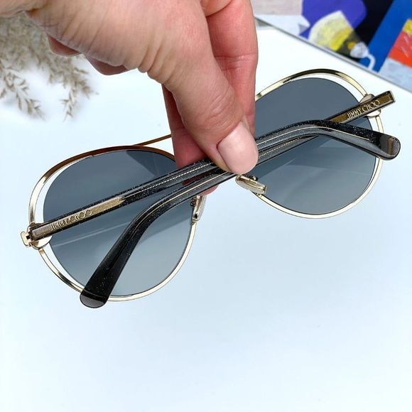 JIMMY CHOO SARAH/S 0RHL FQ Sunglasses Gold Grey Gold Oversized Aviator Women main image 7